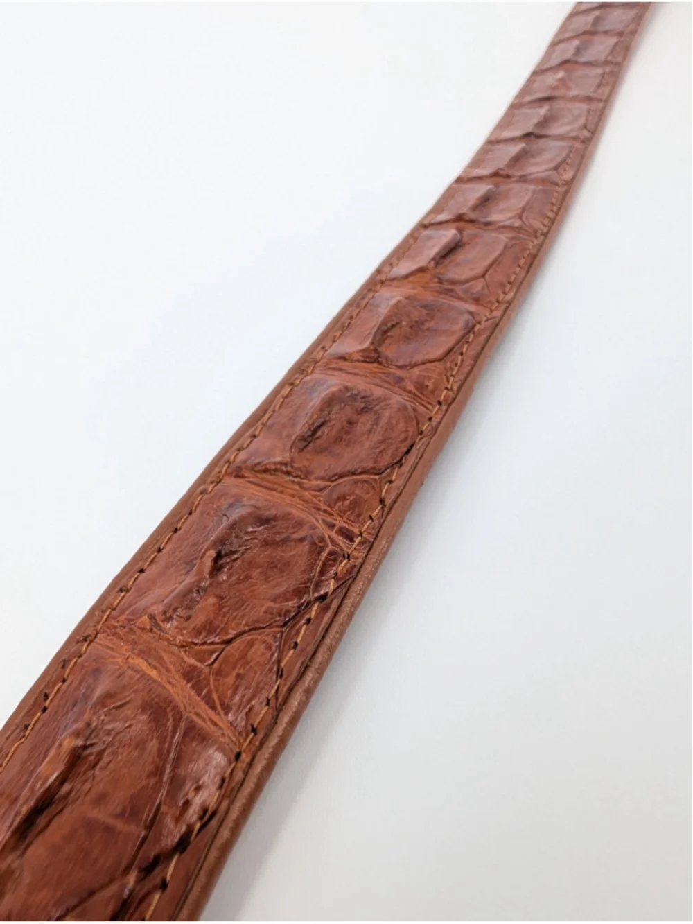 Vintage Brown Croc Embossed Leather Belt Gold Silver Cable Buckle 90s Western
